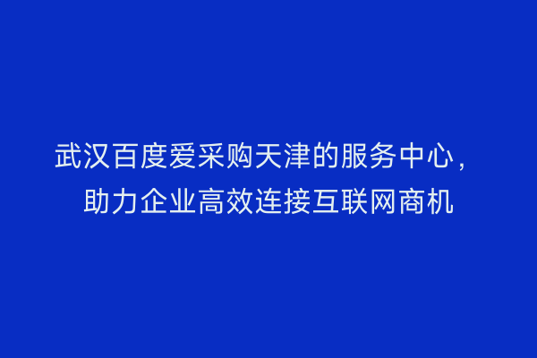 武汉百度爱采购天津的服务中心，助力企业高效连接互联网商机