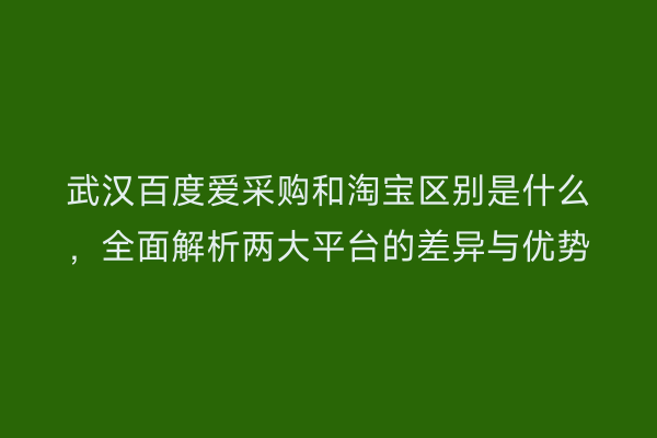 武汉百度爱采购和淘宝区别是什么，全面解析两大平台的差异与优势
