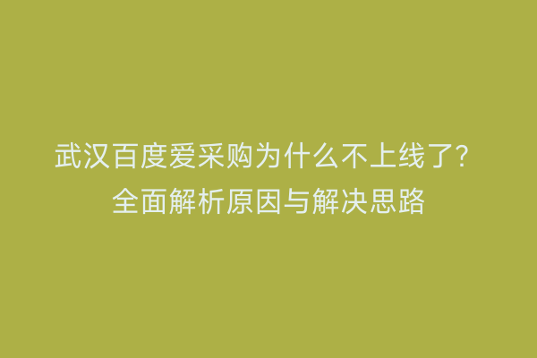 武汉百度爱采购为什么不上线了？全面解析原因与解决思路