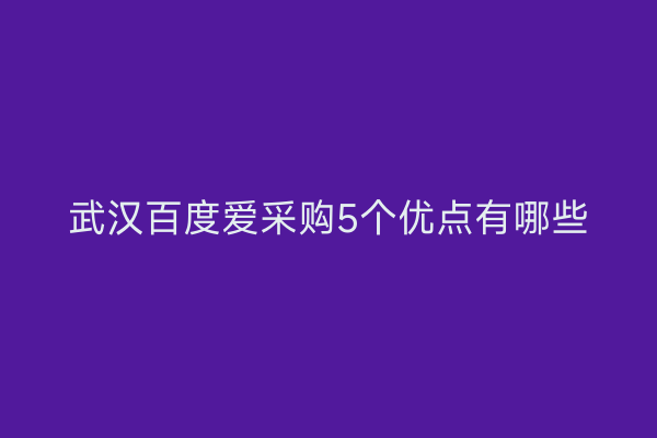 武汉百度爱采购5个优点有哪些
