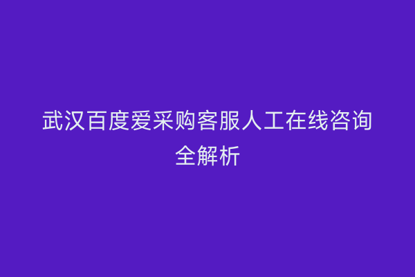 武汉百度爱采购客服人工在线咨询全解析