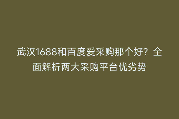 武汉1688和百度爱采购那个好？全面解析两大采购平台优劣势