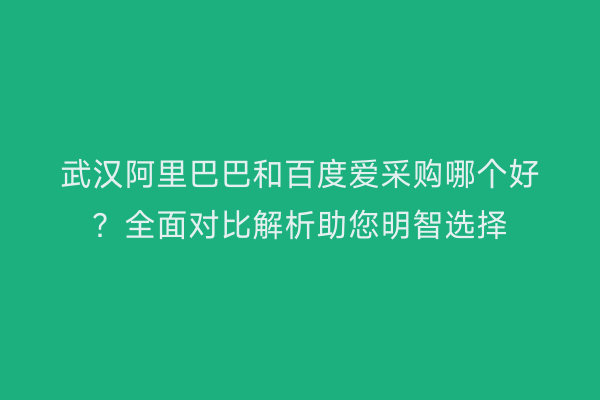 武汉阿里巴巴和百度爱采购哪个好？全面对比解析助您明智选择
