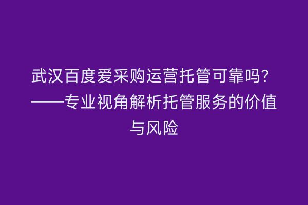 武汉百度爱采购运营托管可靠吗？——专业视角解析托管服务的价值与风险