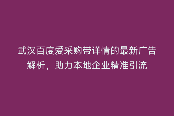 武汉百度爱采购带详情的最新广告解析，助力本地企业精准引流