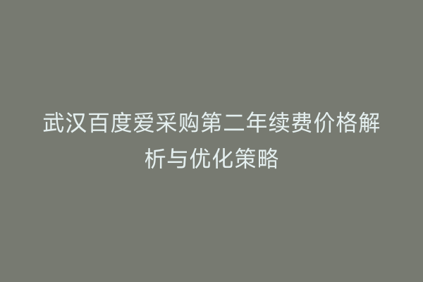 武汉百度爱采购第二年续费价格解析与优化策略