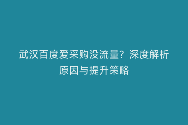 武汉百度爱采购没流量？深度解析原因与提升策略