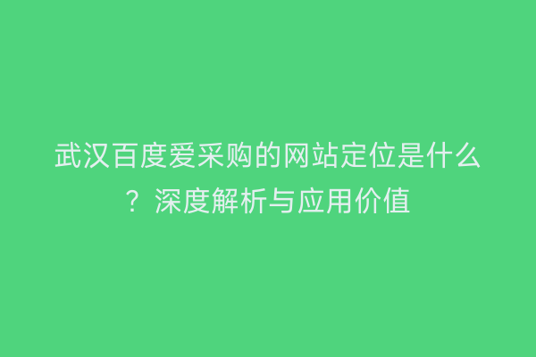 武汉百度爱采购的网站定位是什么？深度解析与应用价值