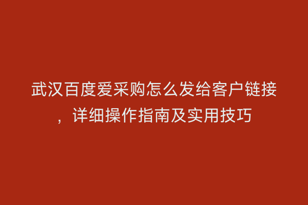武汉百度爱采购怎么发给客户链接，详细操作指南及实用技巧