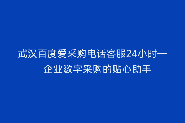 武汉百度爱采购电话客服24小时——企业数字采购的贴心助手