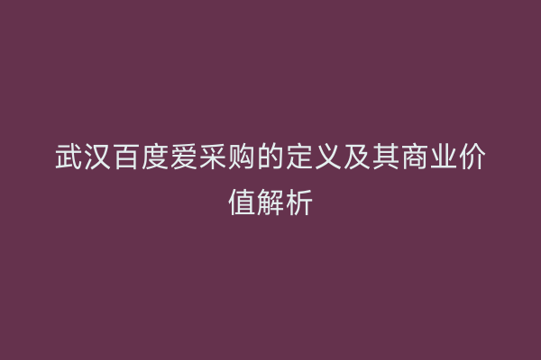 武汉百度爱采购的定义及其商业价值解析