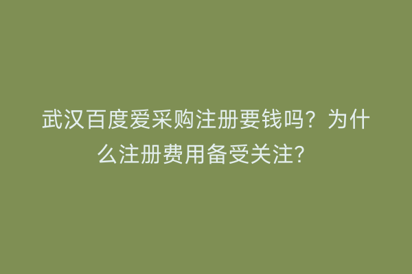 武汉百度爱采购注册要钱吗？为什么注册费用备受关注？