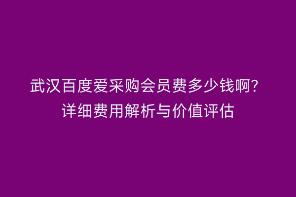 武汉百度爱采购会员费多少钱啊？详细费用解析与价值评估