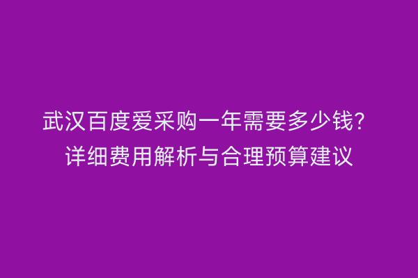 武汉百度爱采购一年需要多少钱？详细费用解析与合理预算建议