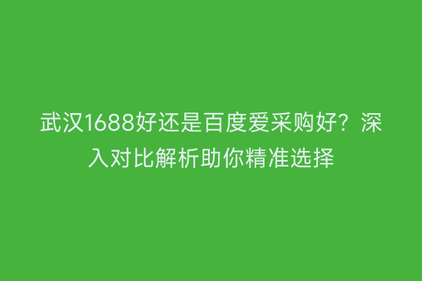 武汉1688好还是百度爱采购好？深入对比解析助你精准选择
