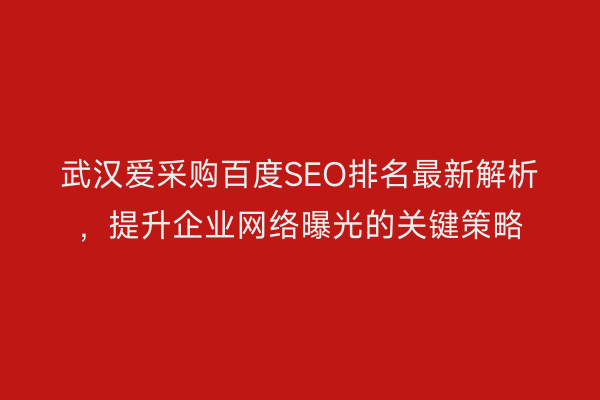 武汉爱采购百度SEO排名最新解析，提升企业网络曝光的关键策略