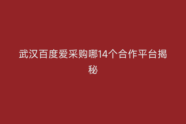 武汉百度爱采购哪14个合作平台揭秘