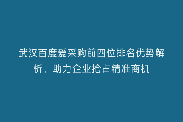 武汉百度爱采购前四位排名优势解析，助力企业抢占精准商机