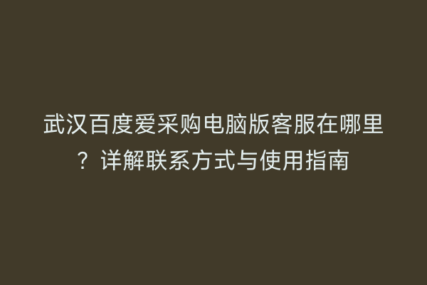 武汉百度爱采购电脑版客服在哪里？详解联系方式与使用指南