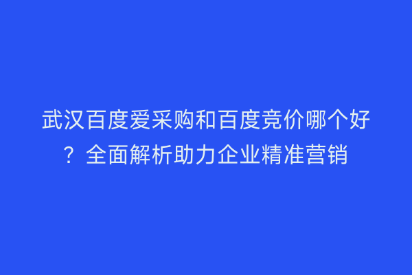 武汉百度爱采购和百度竞价哪个好？全面解析助力企业精准营销
