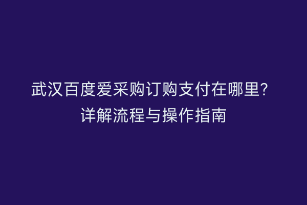 武汉百度爱采购订购支付在哪里？详解流程与操作指南