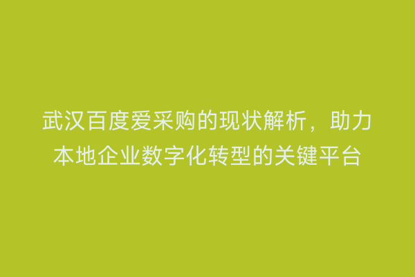 武汉百度爱采购的现状解析，助力本地企业数字化转型的关键平台