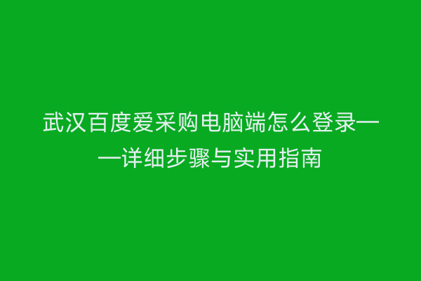 武汉百度爱采购电脑端怎么登录——详细步骤与实用指南