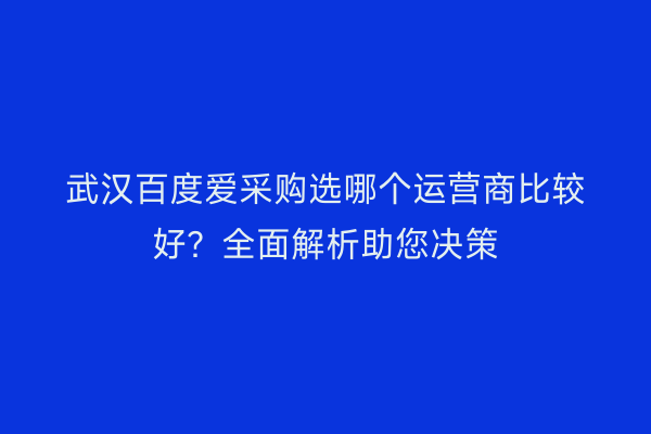 武汉百度爱采购选哪个运营商比较好?全面解析助您决策