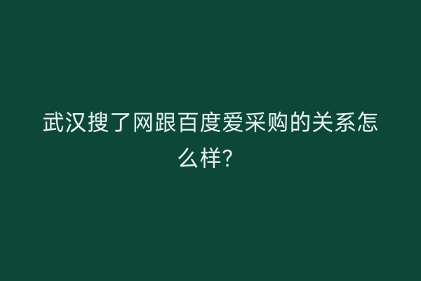 武汉搜了网跟百度爱采购的关系怎么样？