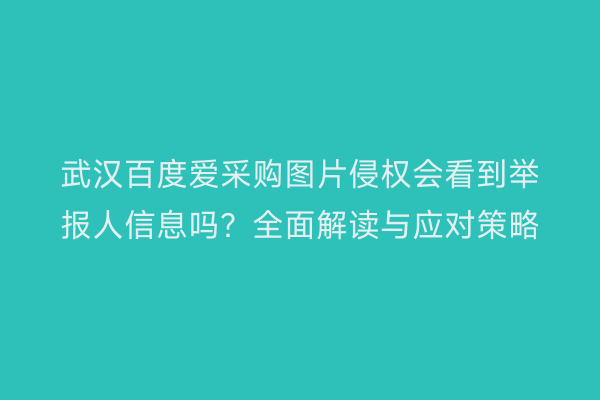武汉百度爱采购图片侵权会看到举报人信息吗？全面解读与应对策略