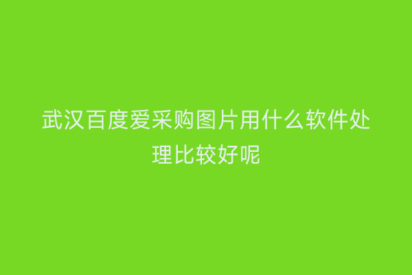 武汉百度爱采购图片用什么软件处理比较好呢