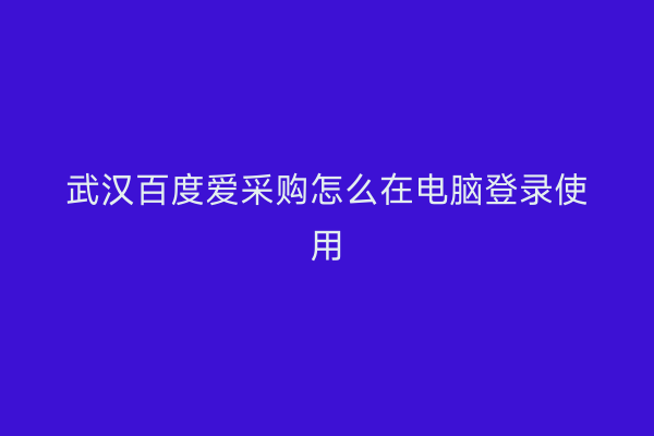武汉百度爱采购怎么在电脑登录使用