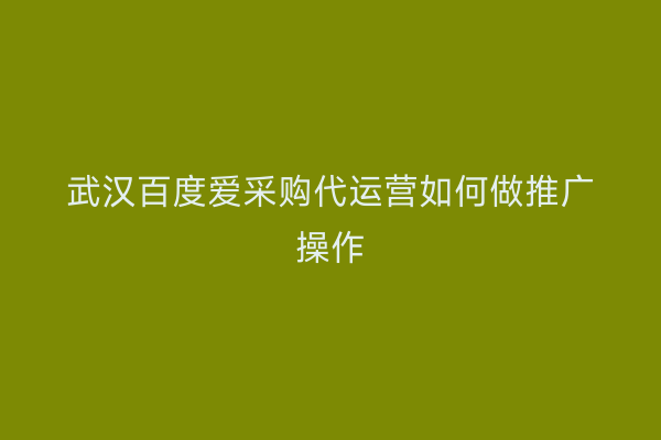 武汉百度爱采购代运营如何做推广操作