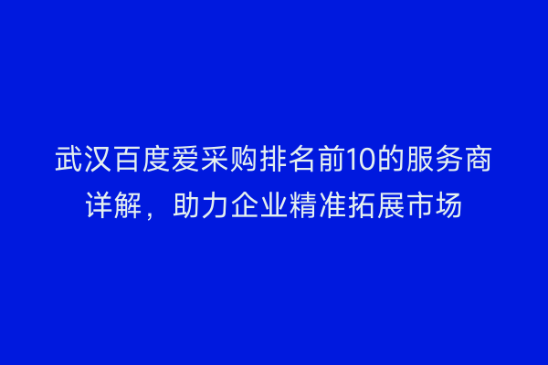 武汉百度爱采购排名前10的服务商详解,助力企业精准拓展市场