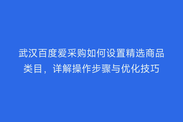 武汉百度爱采购如何设置精选商品类目，详解操作步骤与优化技巧