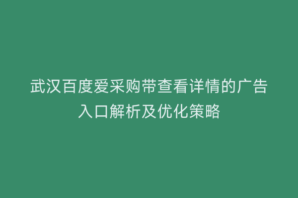 武汉百度爱采购带查看详情的广告入口解析及优化策略