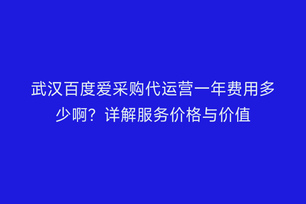 武汉百度爱采购代运营一年费用多少啊？详解服务价格与价值