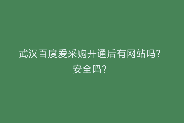 武汉百度爱采购开通后有网站吗？安全吗？