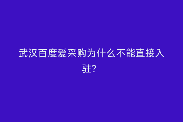 武汉百度爱采购为什么不能直接入驻？