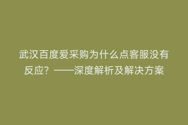 武汉百度爱采购为什么点客服没有反应？——深度解析及解决方案
