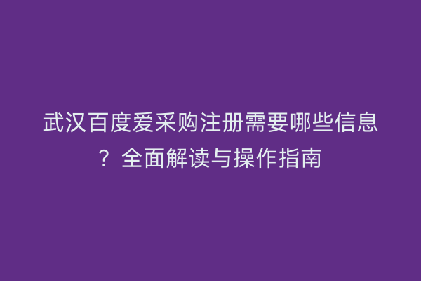 武汉百度爱采购注册需要哪些信息?全面解读与操作指南