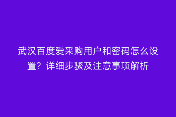 武汉百度爱采购用户和密码怎么设置？详细步骤及注意事项解析