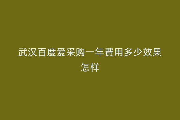 武汉百度爱采购一年费用多少效果怎样