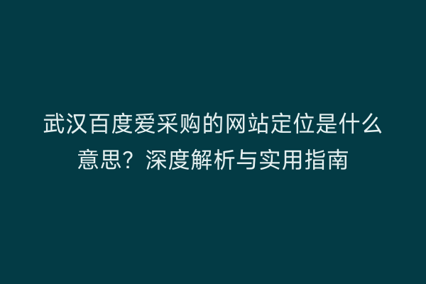 武汉百度爱采购的网站定位是什么意思？深度解析与实用指南