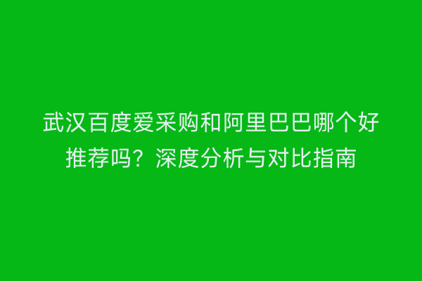 武汉百度爱采购和阿里巴巴哪个好推荐吗？深度分析与对比指南
