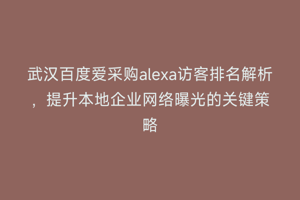武汉百度爱采购alexa访客排名解析，提升本地企业网络曝光的关键策略