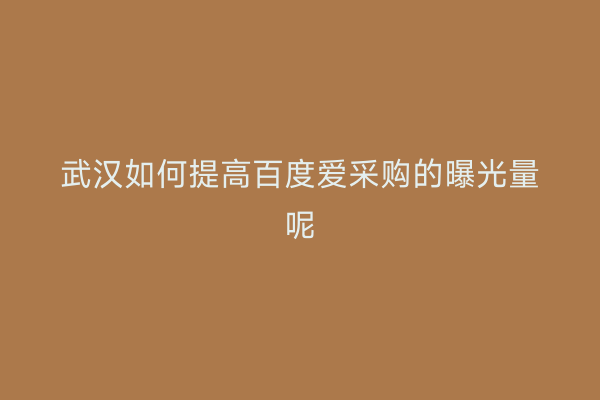 武汉如何提高百度爱采购的曝光量呢