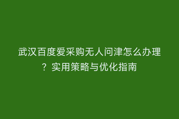 武汉百度爱采购无人问津怎么办理？实用策略与优化指南