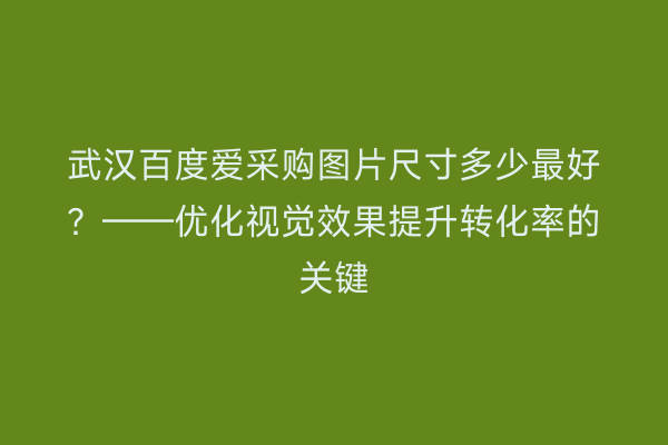 武汉百度爱采购图片尺寸多少最好？——优化视觉效果提升转化率的关键