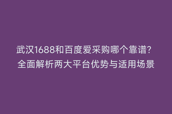 武汉1688和百度爱采购哪个靠谱?全面解析两大平台优势与适用场景